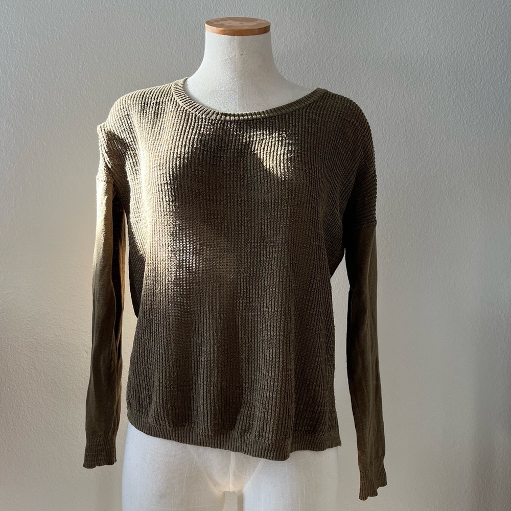 Madewell Lightweight Scoop Neck Cotton Sweater Size Small, Olive